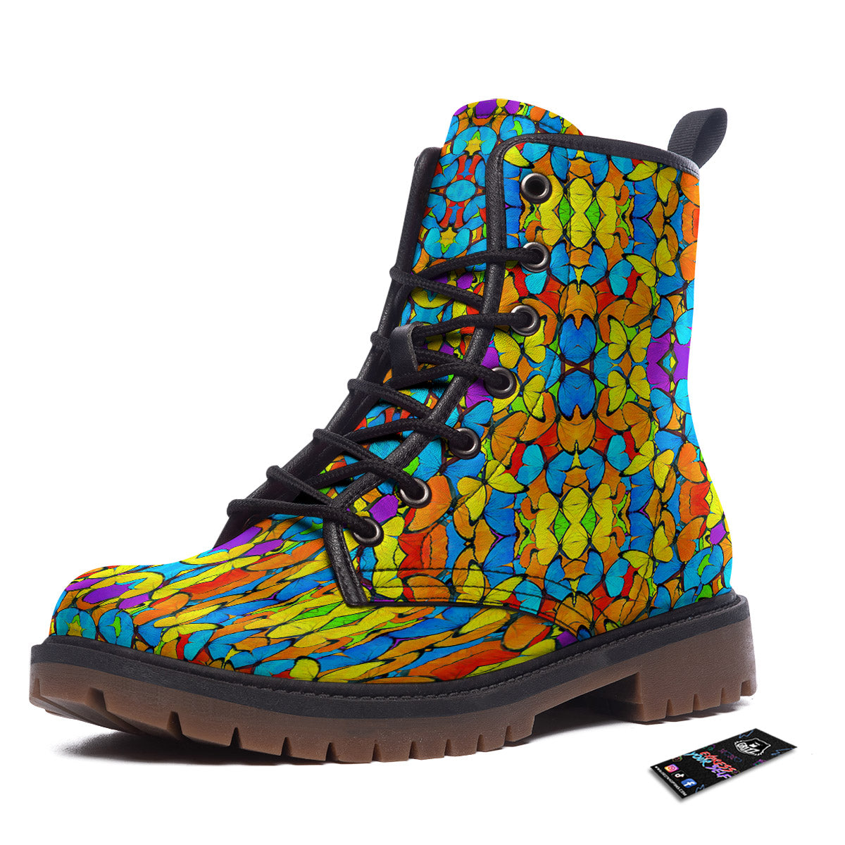 Butterfly Colorful Print Pattern Work Boots-grizzshop