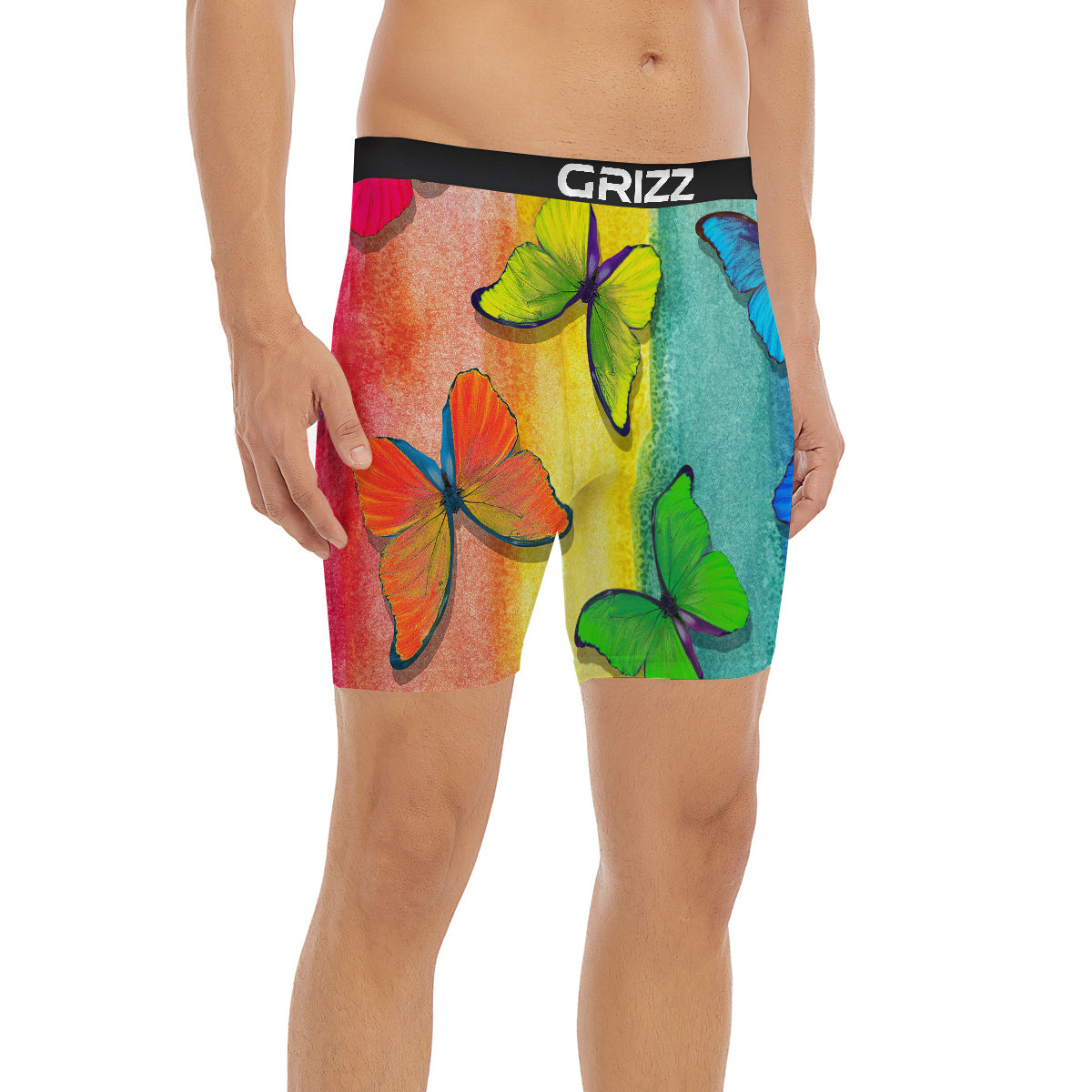 Butterfly Colorful Watercolor Print Boxer Briefs-grizzshop
