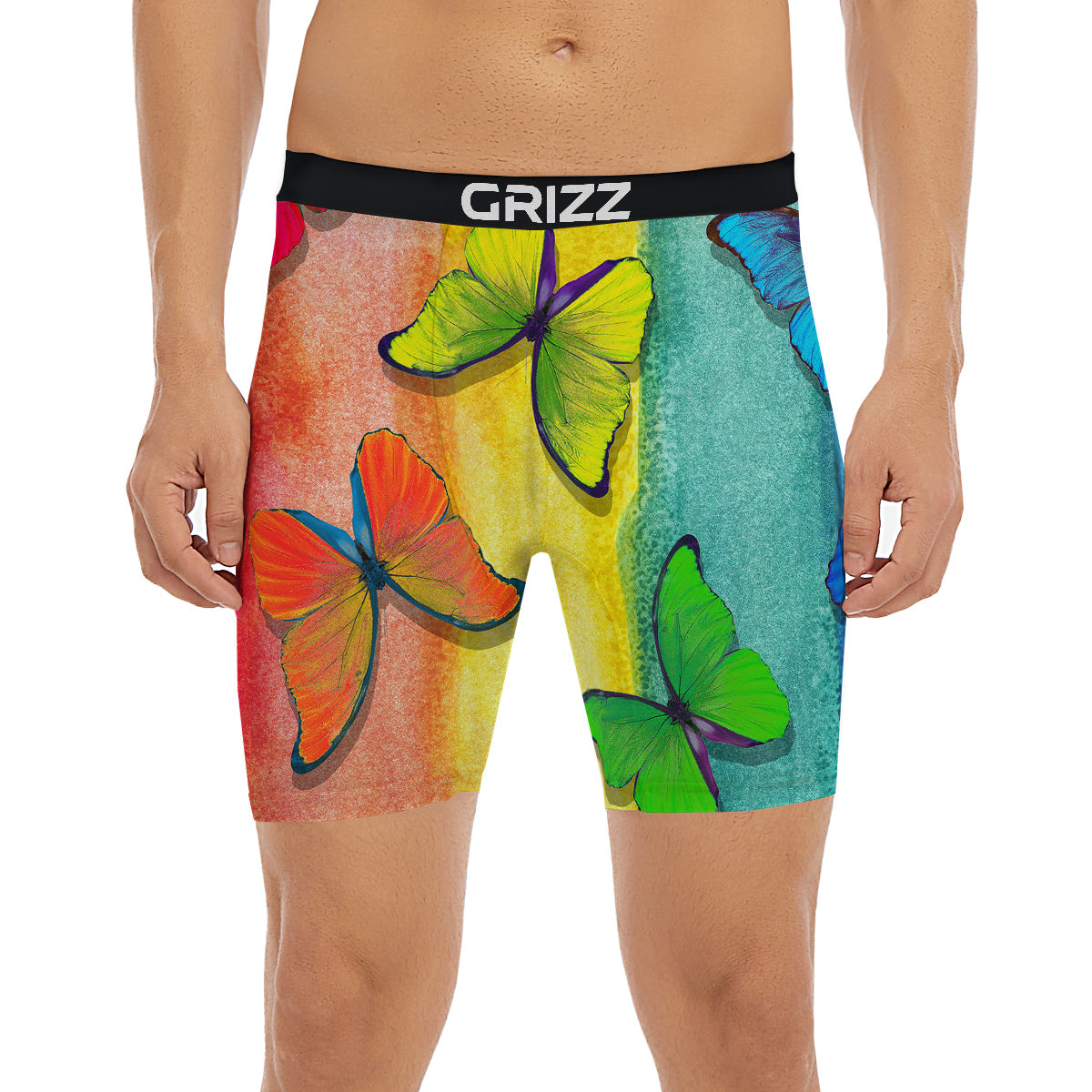 Butterfly Colorful Watercolor Print Boxer Briefs-grizzshop