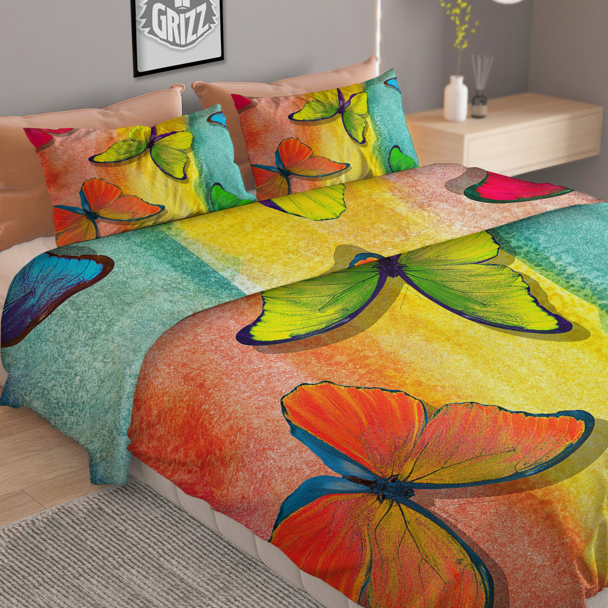 Carp Koi Fish Gold Print Duvet Cover Bedding Set
