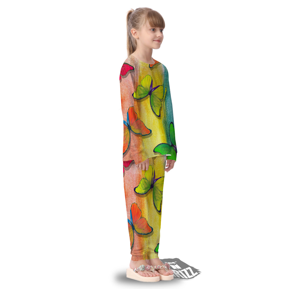 Butterfly Colorful Watercolor Print Kid's Pajamas-grizzshop