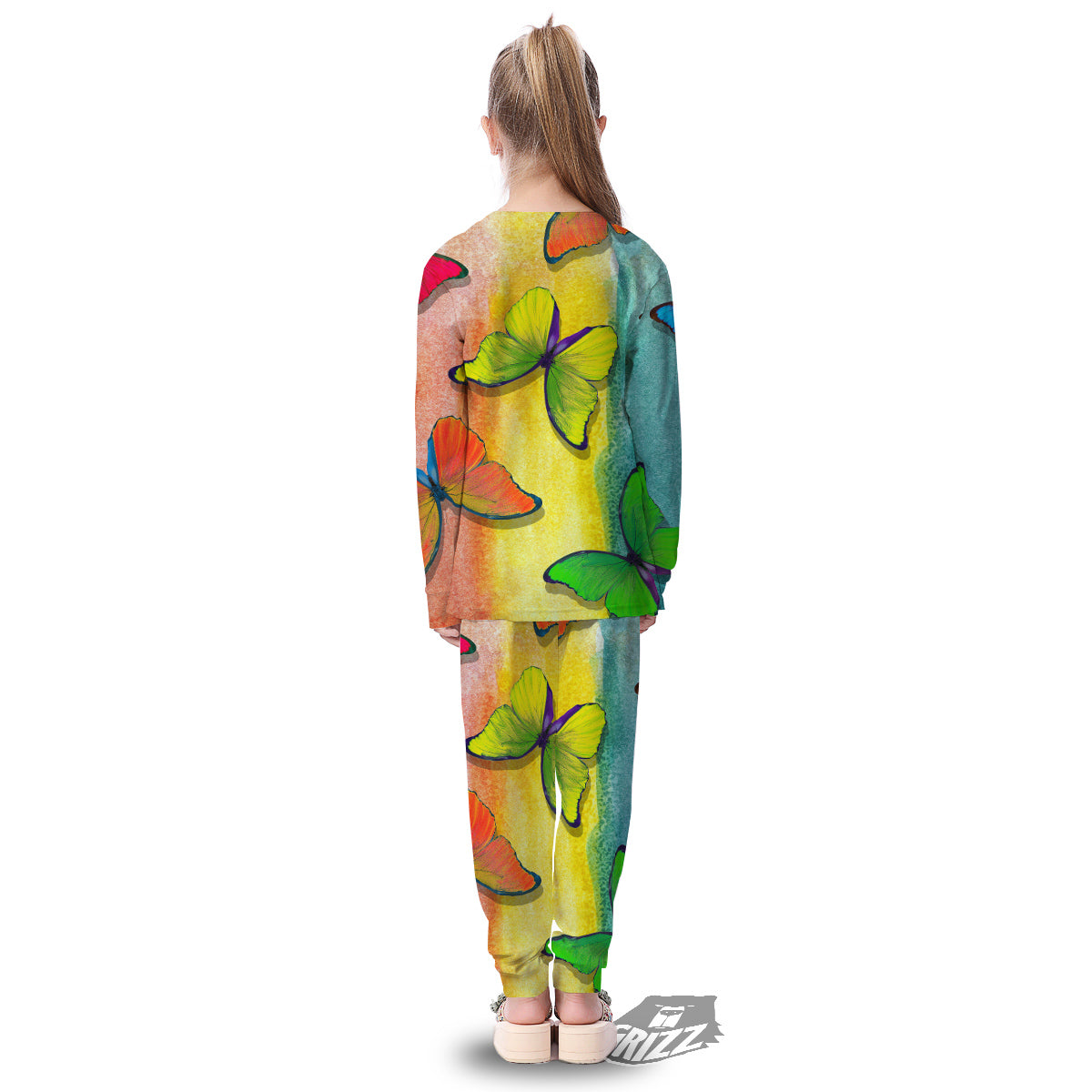 Butterfly Colorful Watercolor Print Kid's Pajamas-grizzshop