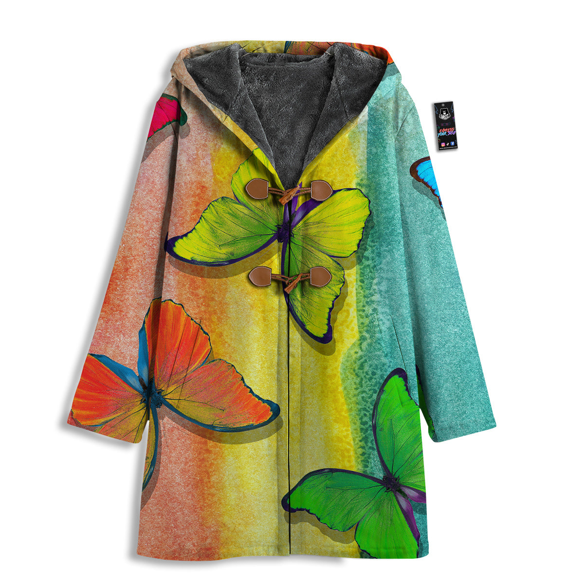 Butterfly Colorful Watercolor Print Men's Windbreaker Jacket-grizzshop