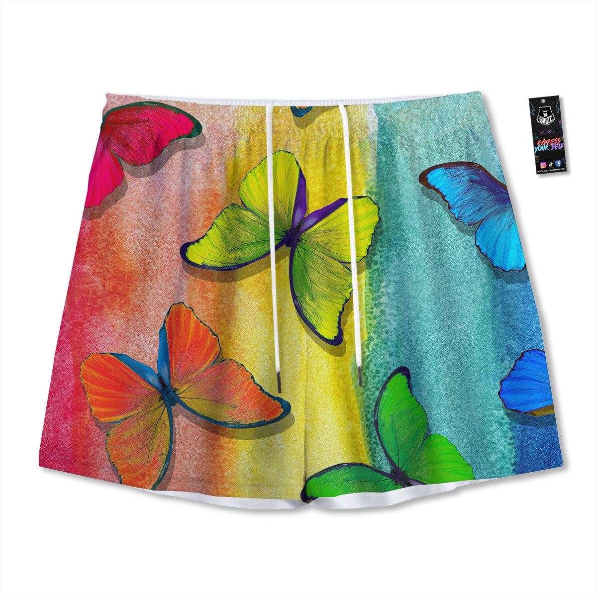 Carp Koi Fish Gold Print Mesh Shorts