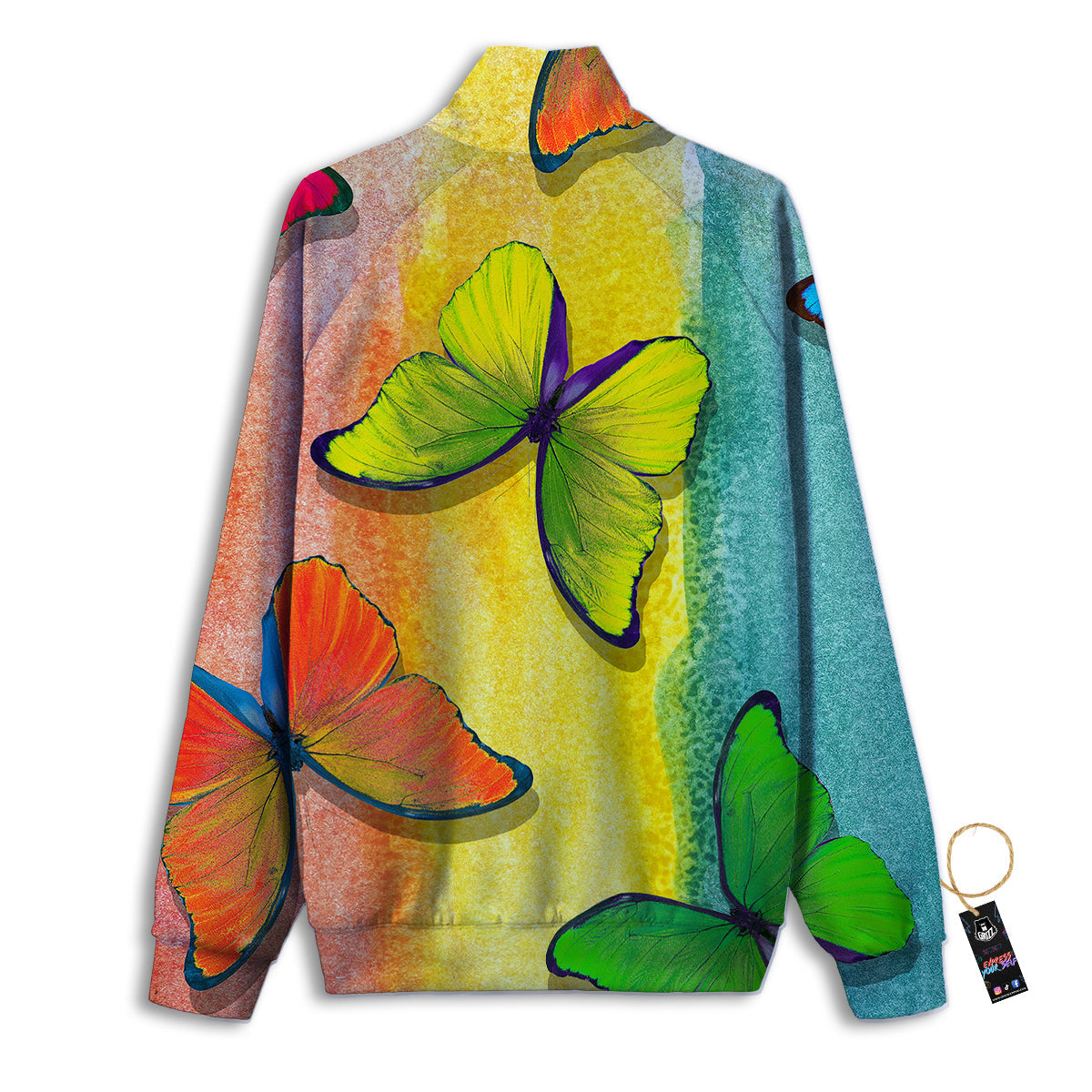 Butterfly Colorful Watercolor Print Track Jacket-grizzshop