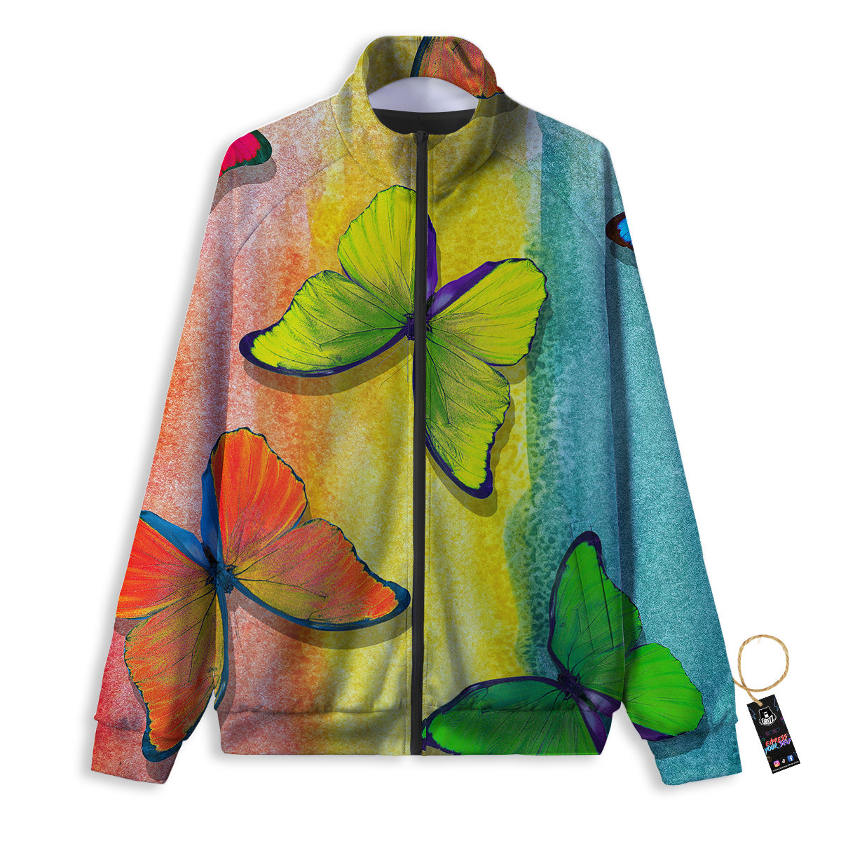 Butterfly Colorful Watercolor Print Track Jacket-grizzshop