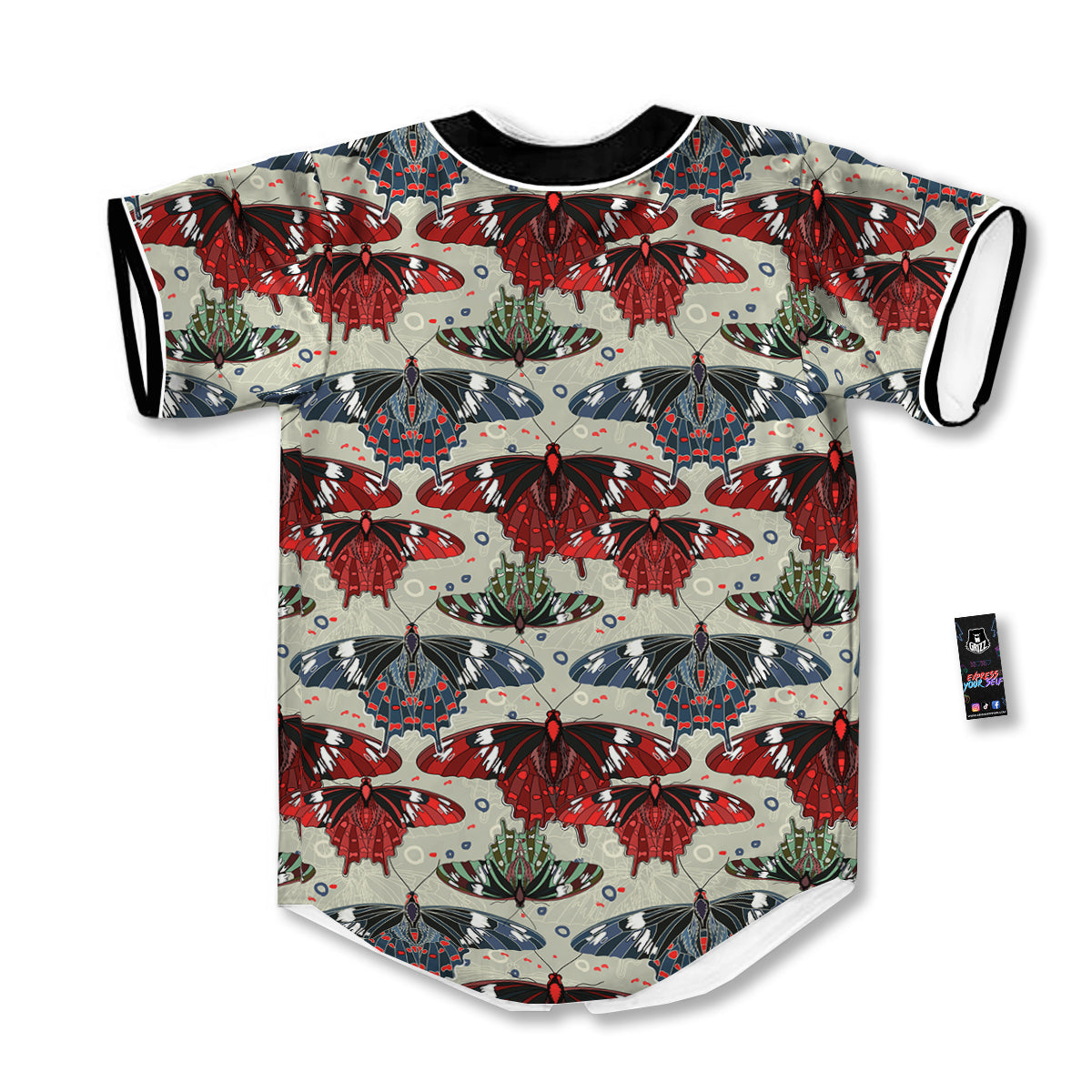 Butterfly Exotic Print Pattern Baseball Jersey-grizzshop