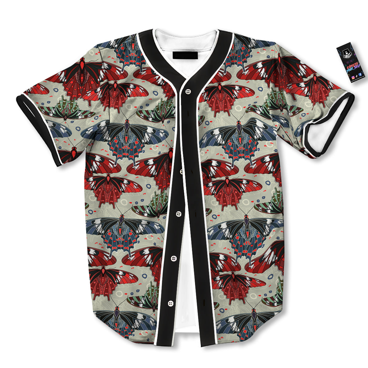 Butterfly Exotic Print Pattern Baseball Jersey-grizzshop