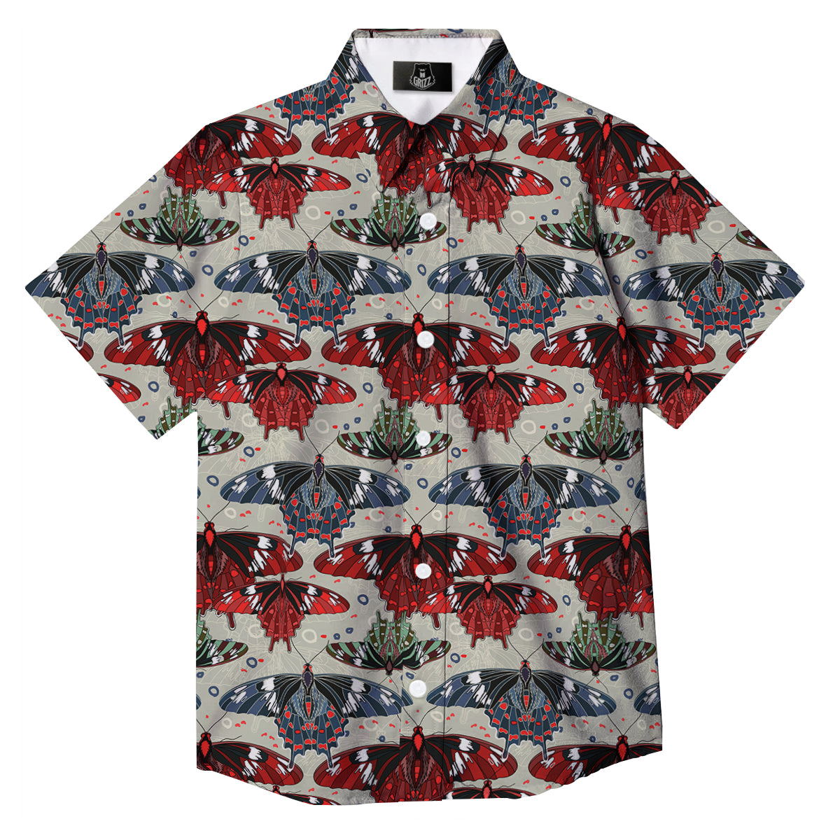 Butterfly Exotic Print Pattern Button Up Shirt-grizzshop