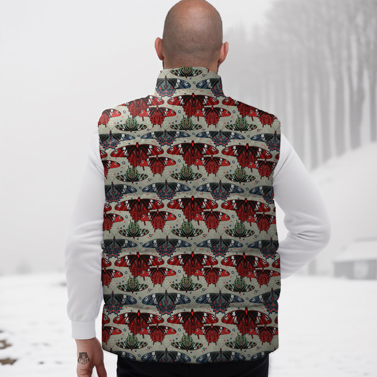 Butterfly Exotic Print Pattern Down Vest