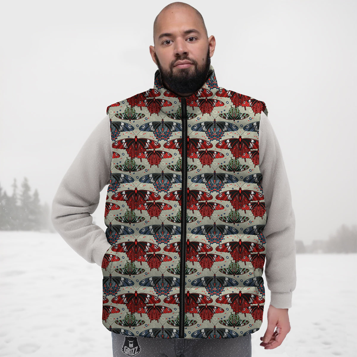 Butterfly Exotic Print Pattern Down Vest