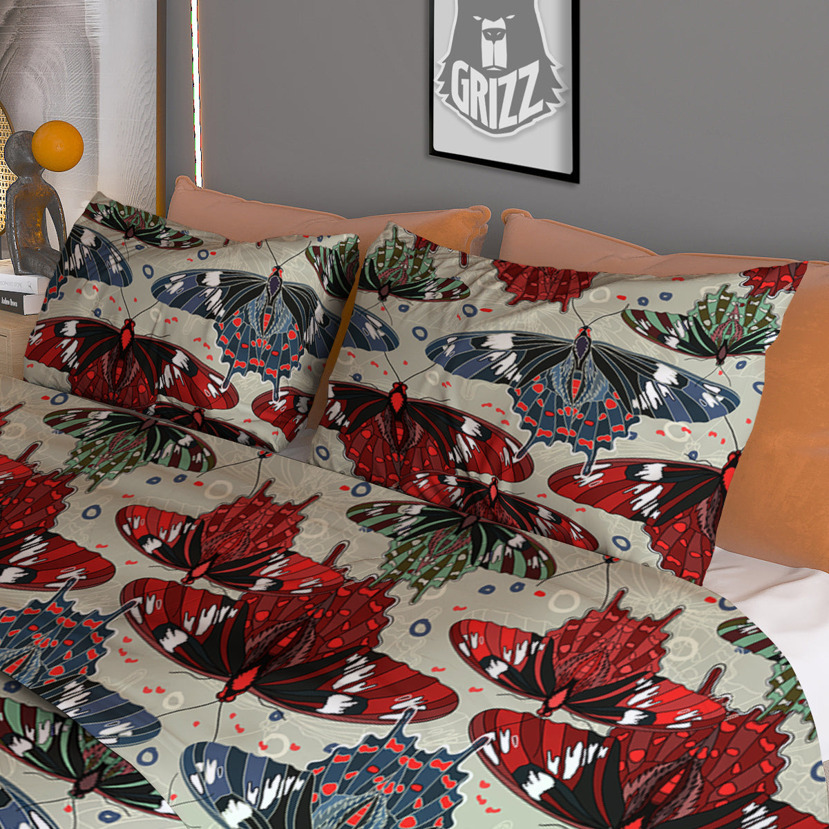 Butterfly Exotic Print Pattern Duvet Cover Bedding Set
