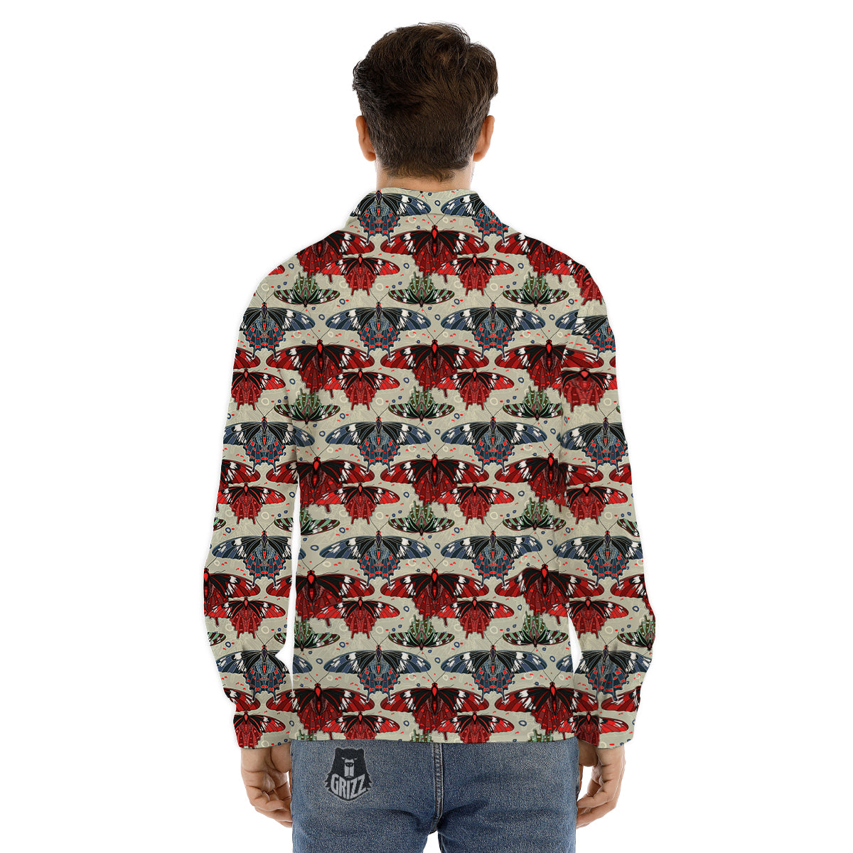 Butterfly Exotic Print Pattern Men's Dress Shirts-grizzshop
