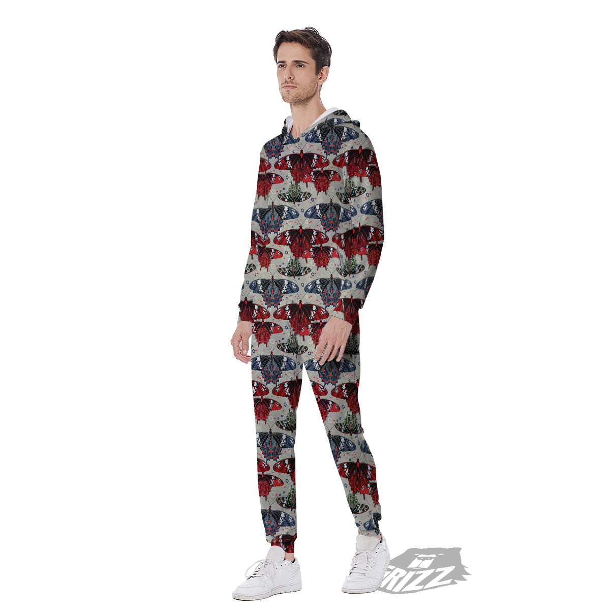 Butterfly Exotic Print Pattern Men's Jumpsuit-grizzshop