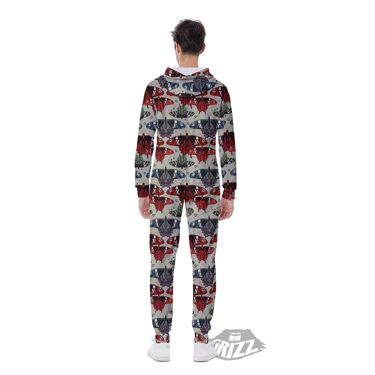 Butterfly Exotic Print Pattern Men's Jumpsuit-grizzshop