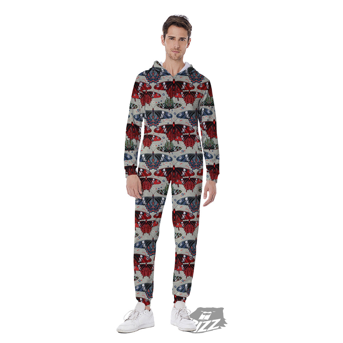Butterfly Exotic Print Pattern Men's Jumpsuit-grizzshop
