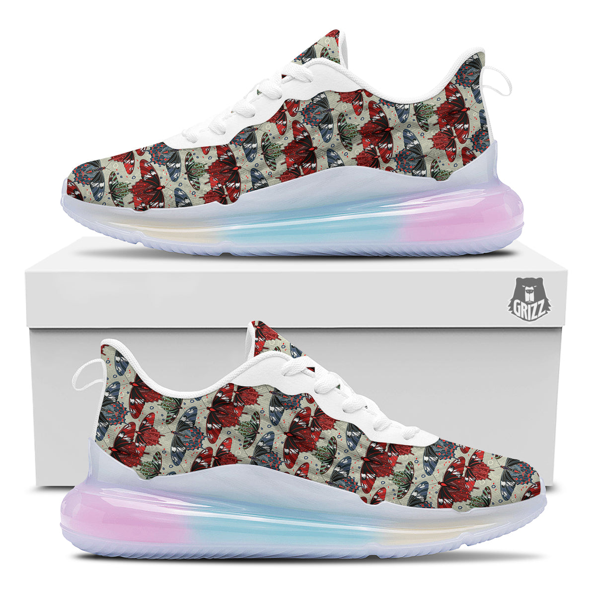 Butterfly Exotic Print Pattern Running Sneakers-grizzshop
