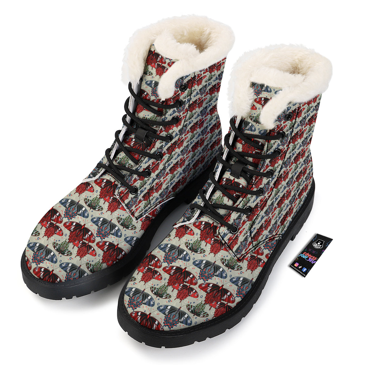 Butterfly Exotic Print Pattern Winter Boots-grizzshop
