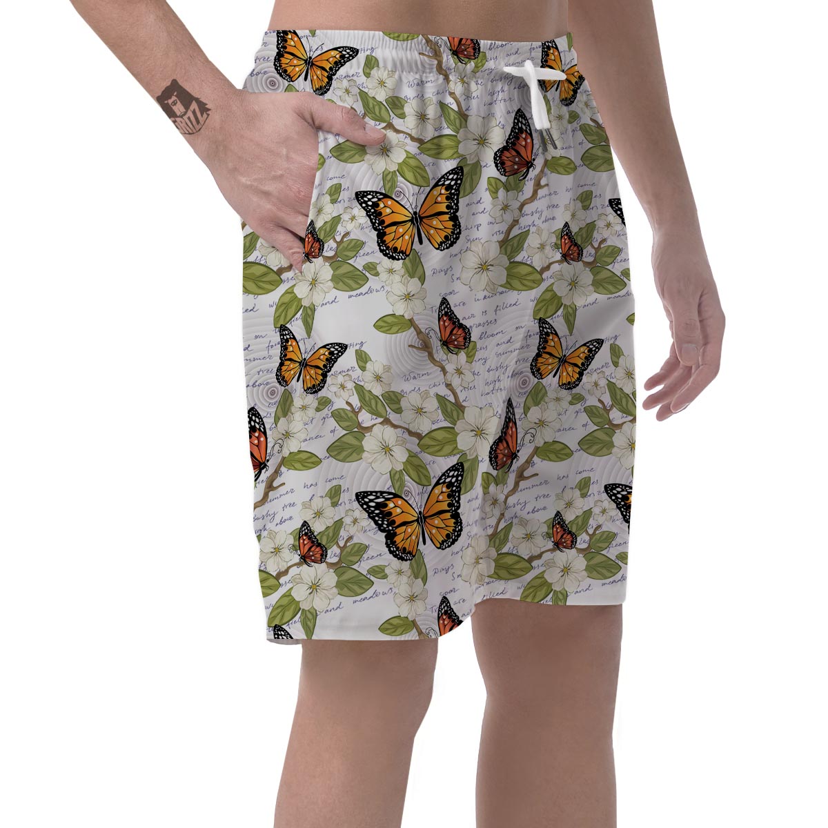 Butterfly Floral Print Men's Shorts-grizzshop