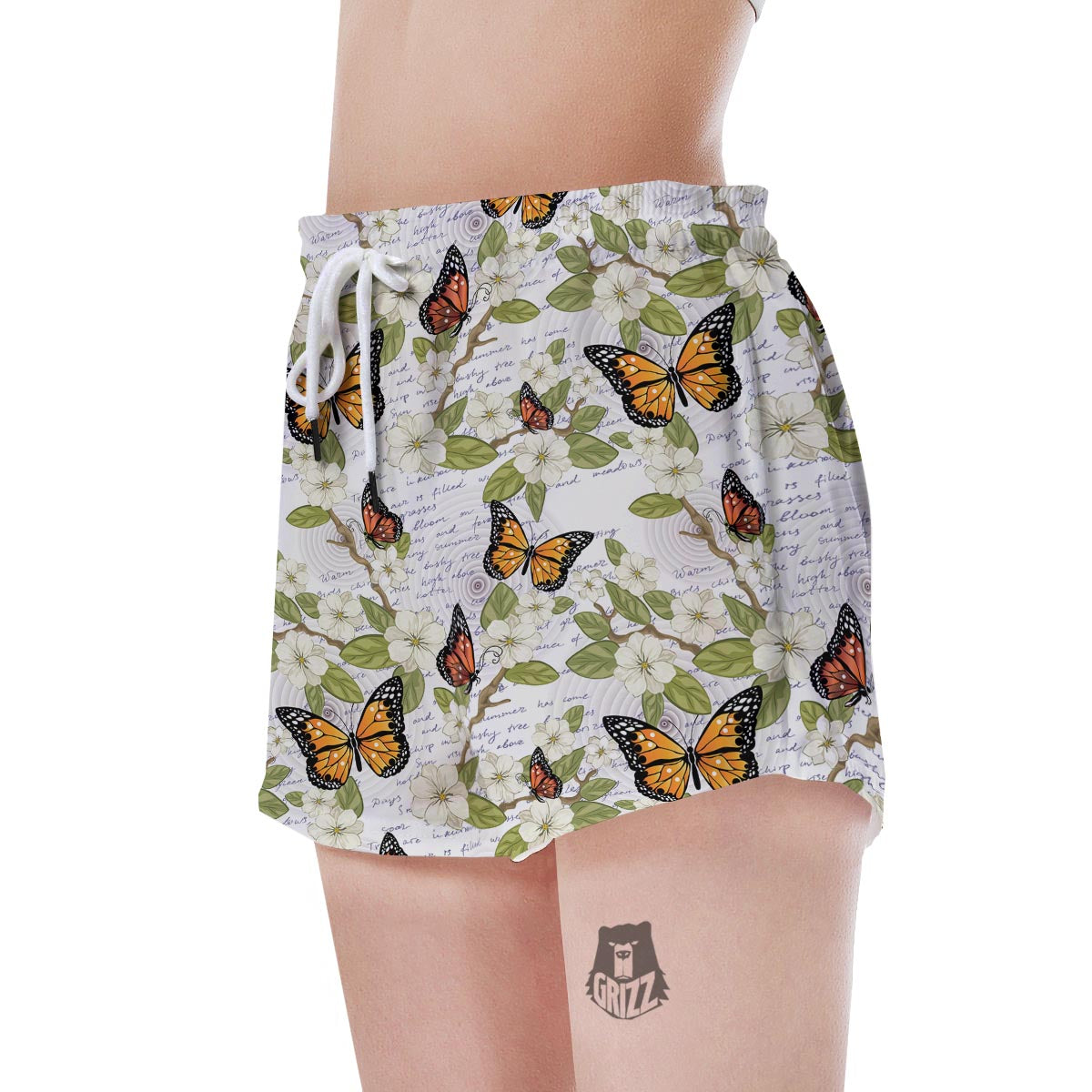 Butterfly Floral Print Women's Shorts-grizzshop