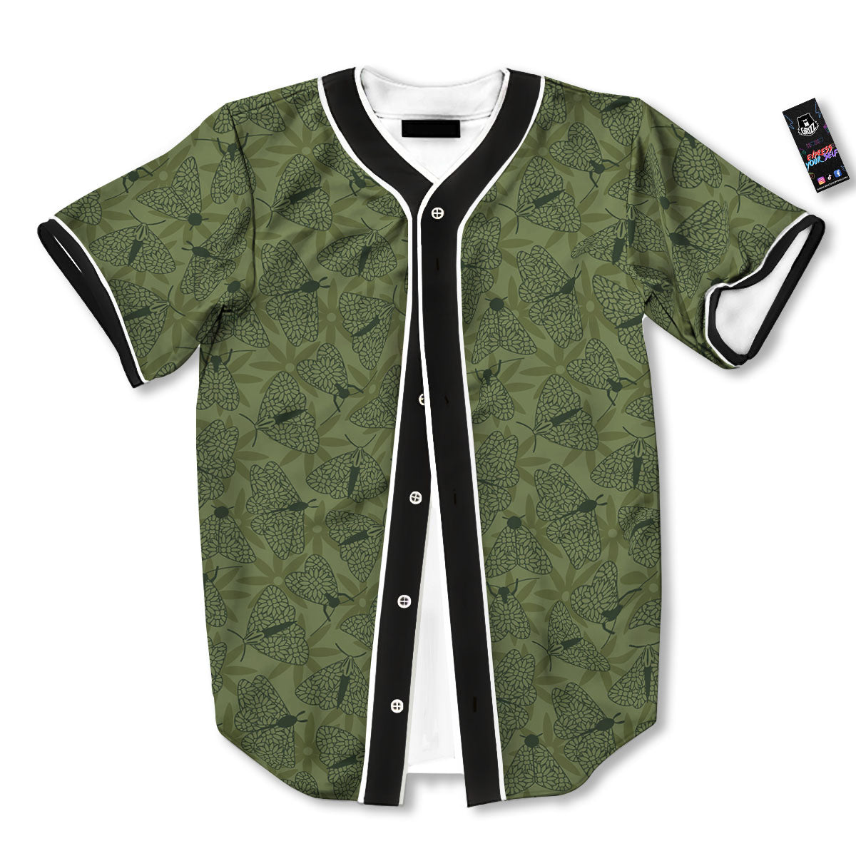 Butterfly Monarch Green Print Pattern Baseball Jersey-grizzshop