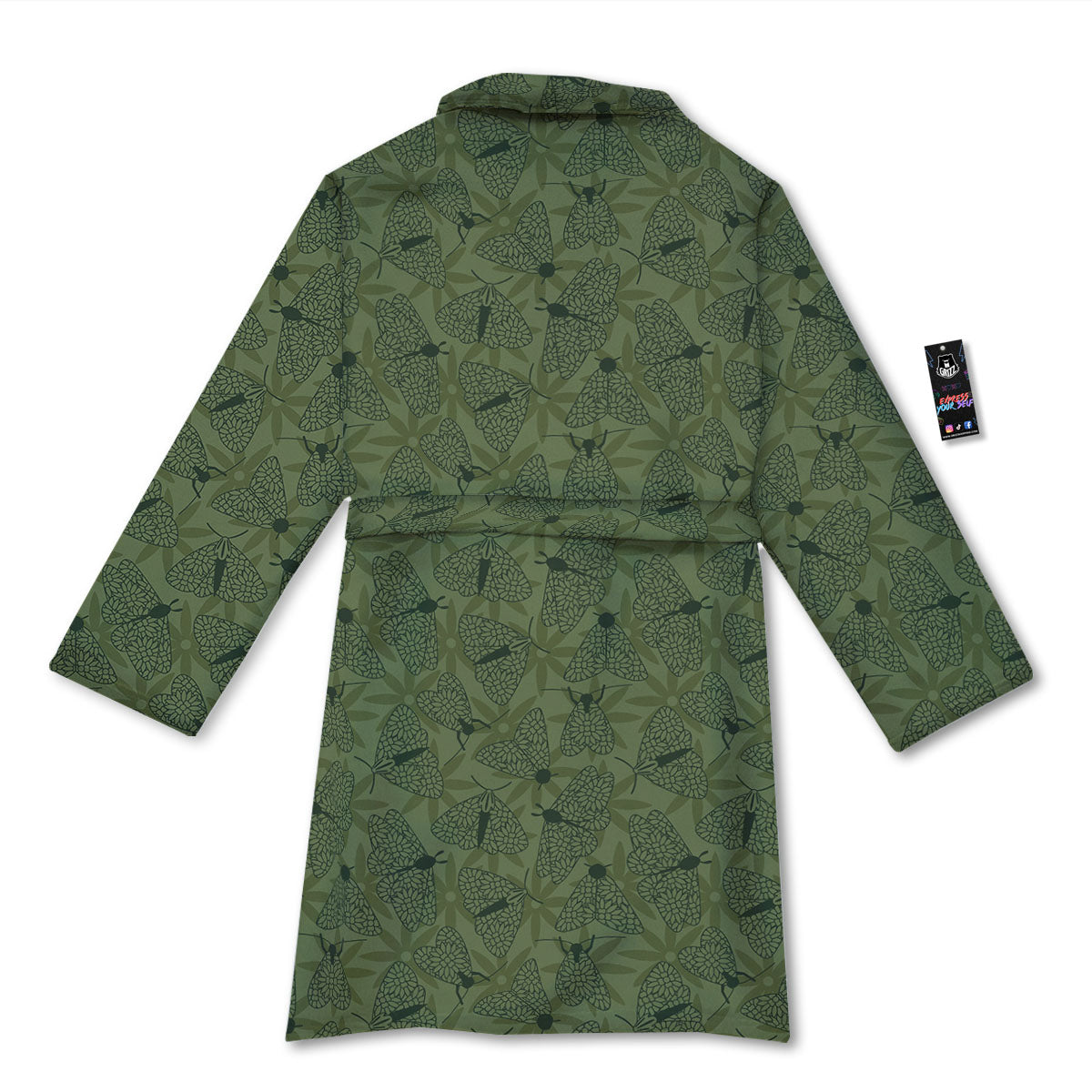 Butterfly Monarch Green Print Pattern Bathrobe-grizzshop