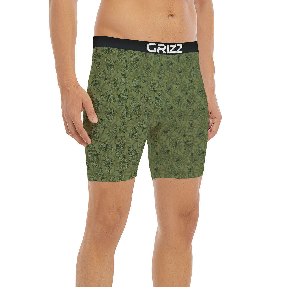 Butterfly Monarch Green Print Pattern Boxer Briefs-grizzshop