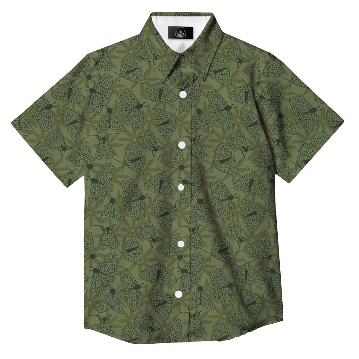 Butterfly Monarch Green Print Pattern Button Up Shirt-grizzshop