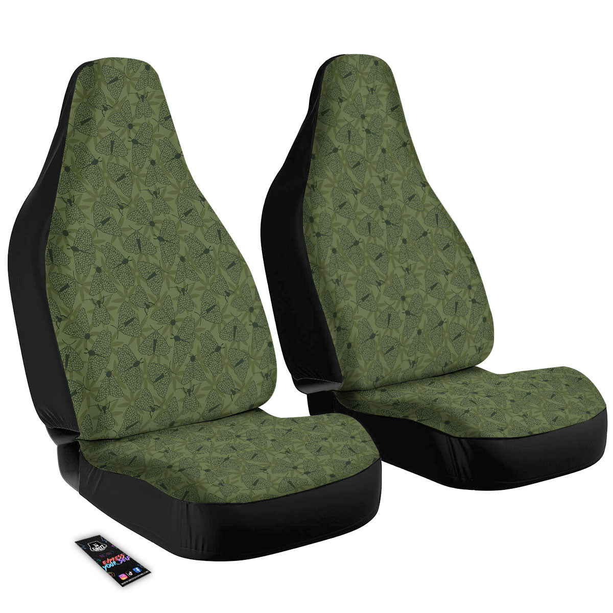 Butterfly Monarch Green Print Pattern Car Seat Covers-grizzshop