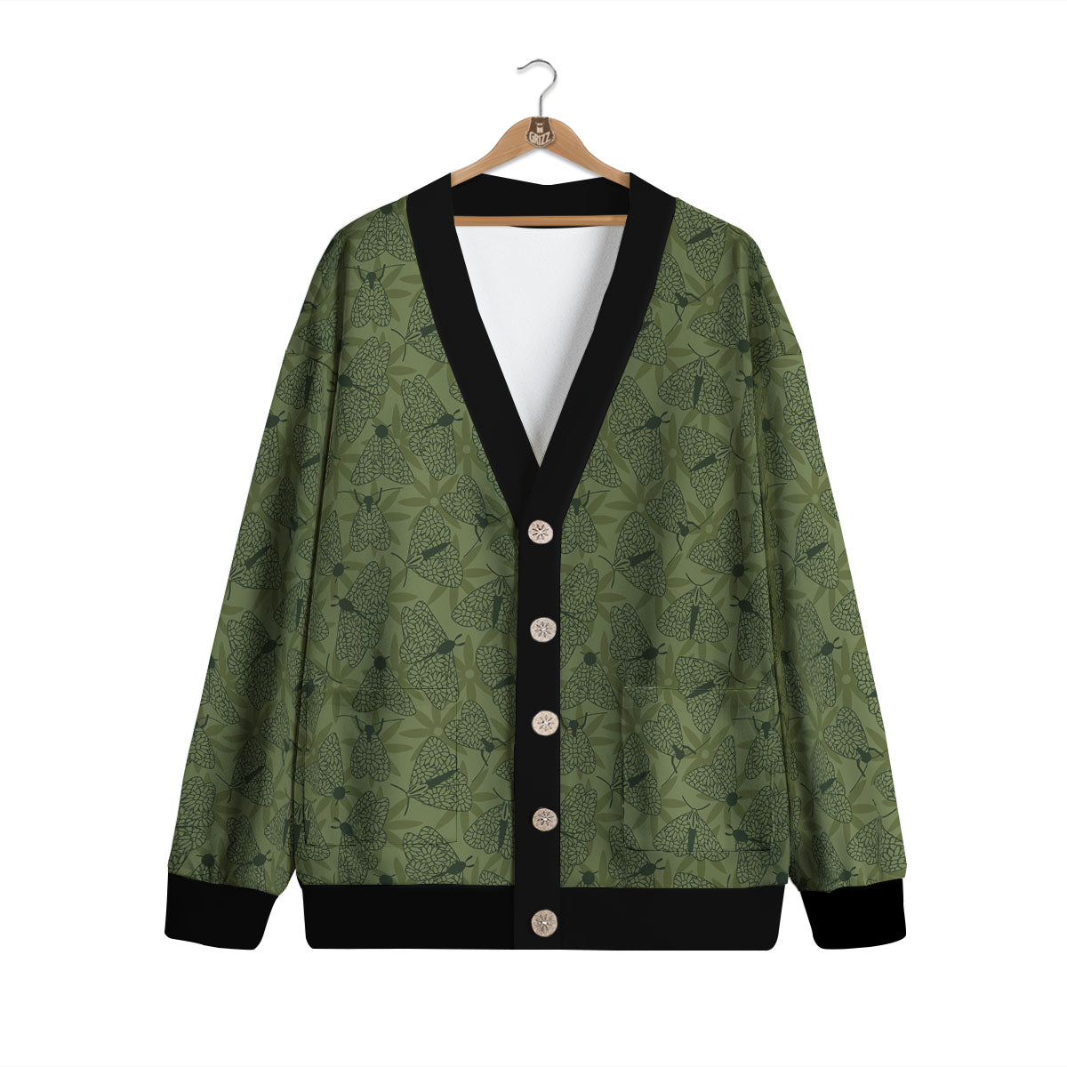 Butterfly Monarch Green Print Pattern Cardigan-grizzshop