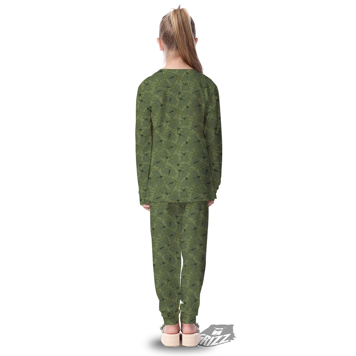 Butterfly Monarch Green Print Pattern Kid's Pajamas-grizzshop