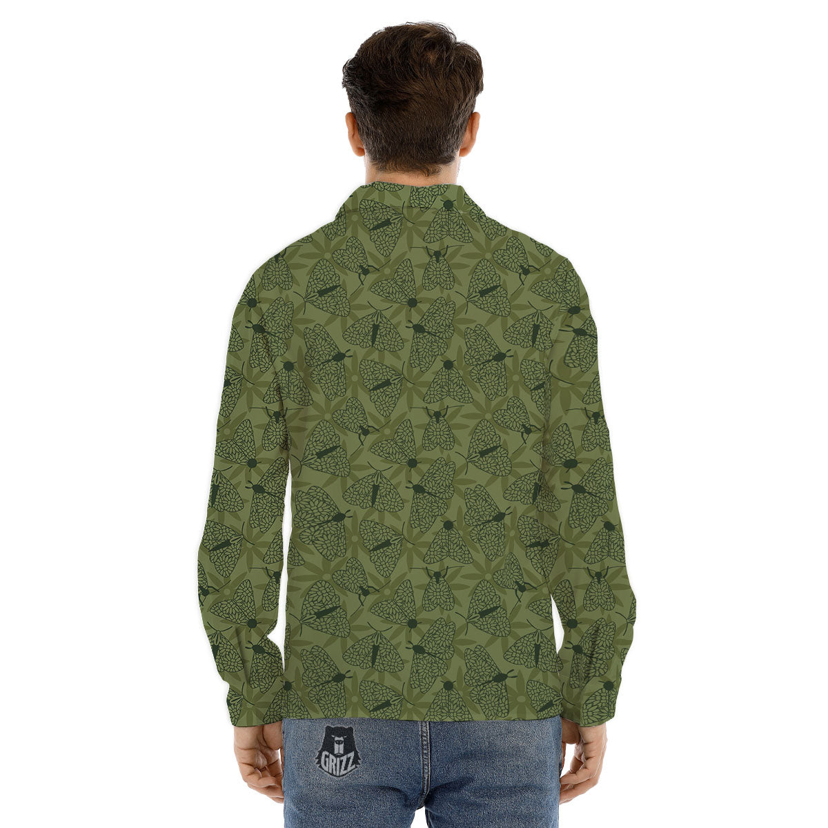Butterfly Monarch Green Print Pattern Men's Dress Shirts-grizzshop