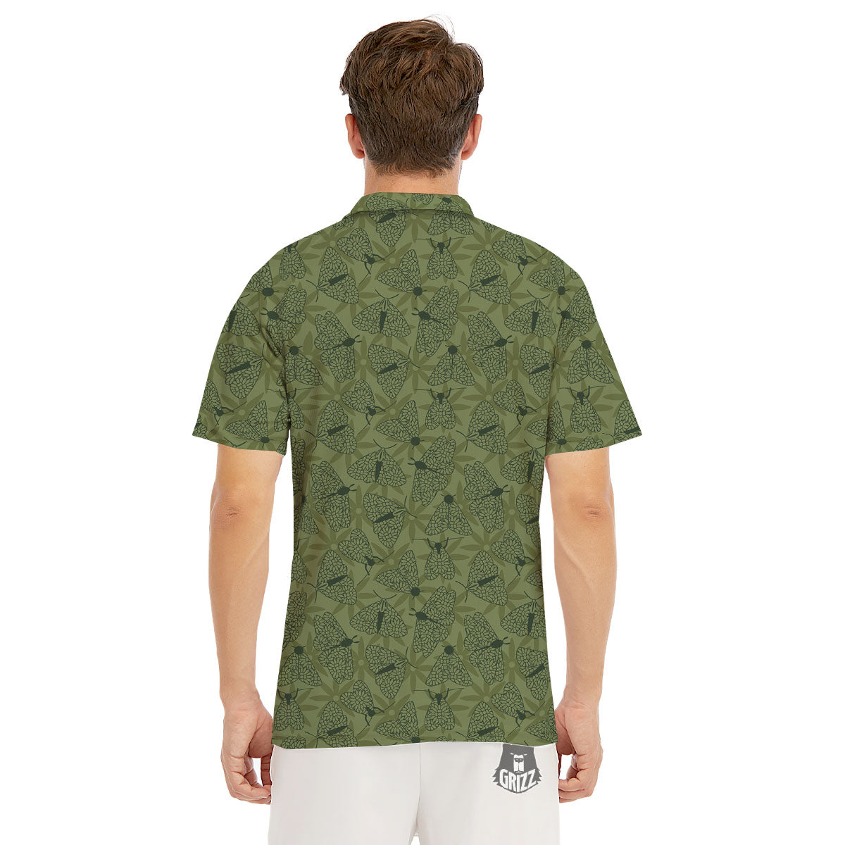 Butterfly Monarch Green Print Pattern Men's Golf Shirts-grizzshop