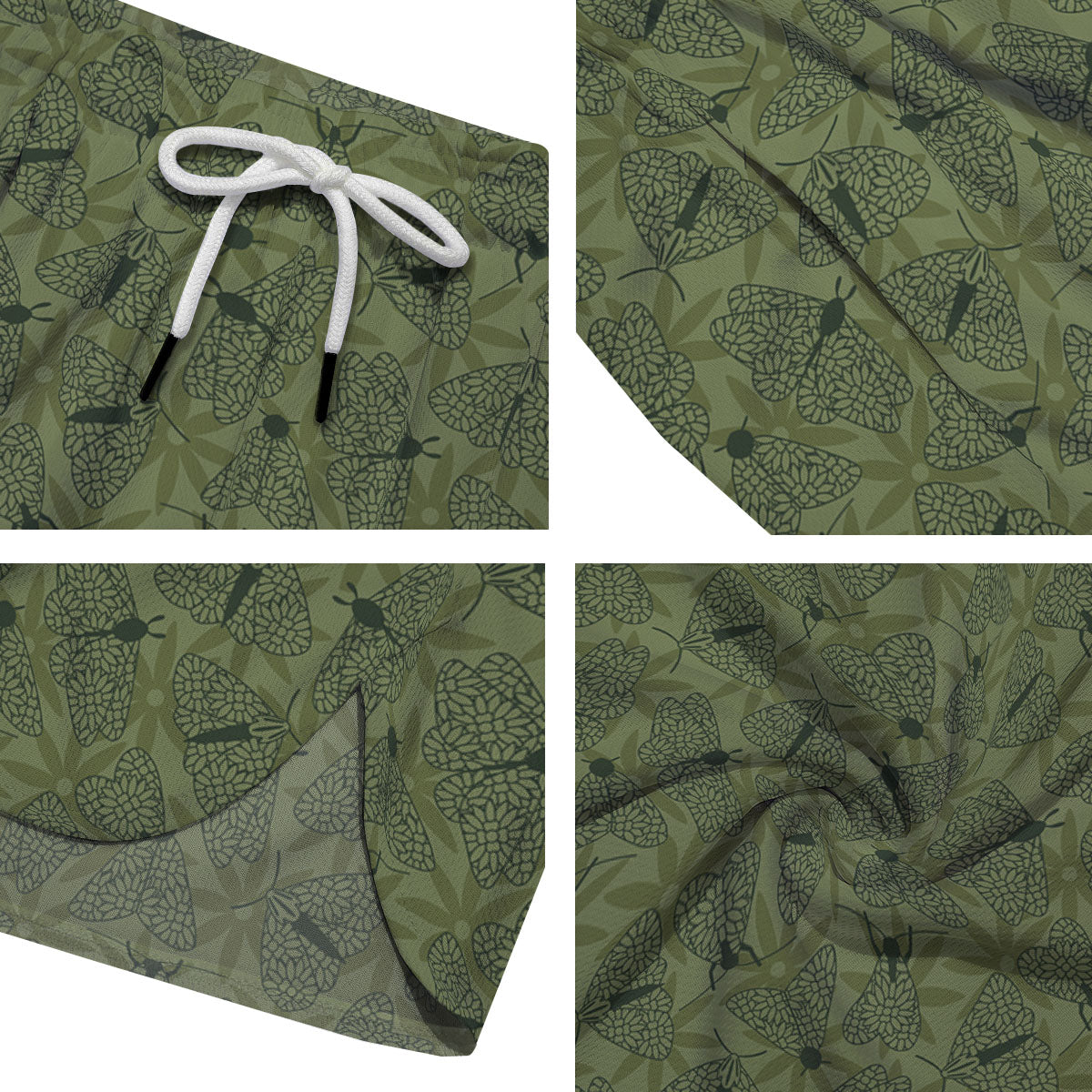 Butterfly Monarch Green Print Pattern Men's Running Shorts-grizzshop