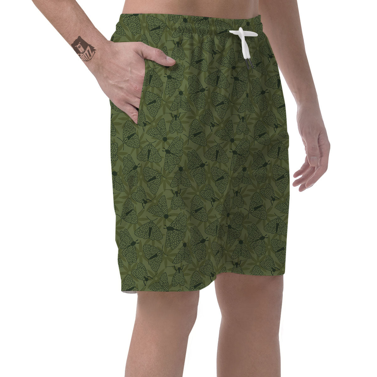 Butterfly Monarch Green Print Pattern Men's Shorts-grizzshop