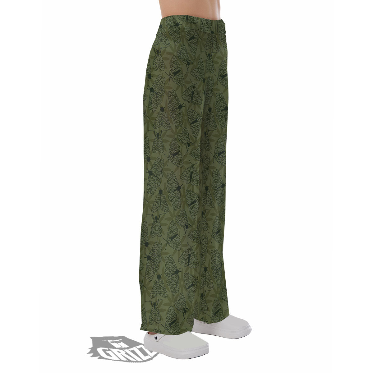 Butterfly Monarch Green Print Pattern Pajama Pants-grizzshop
