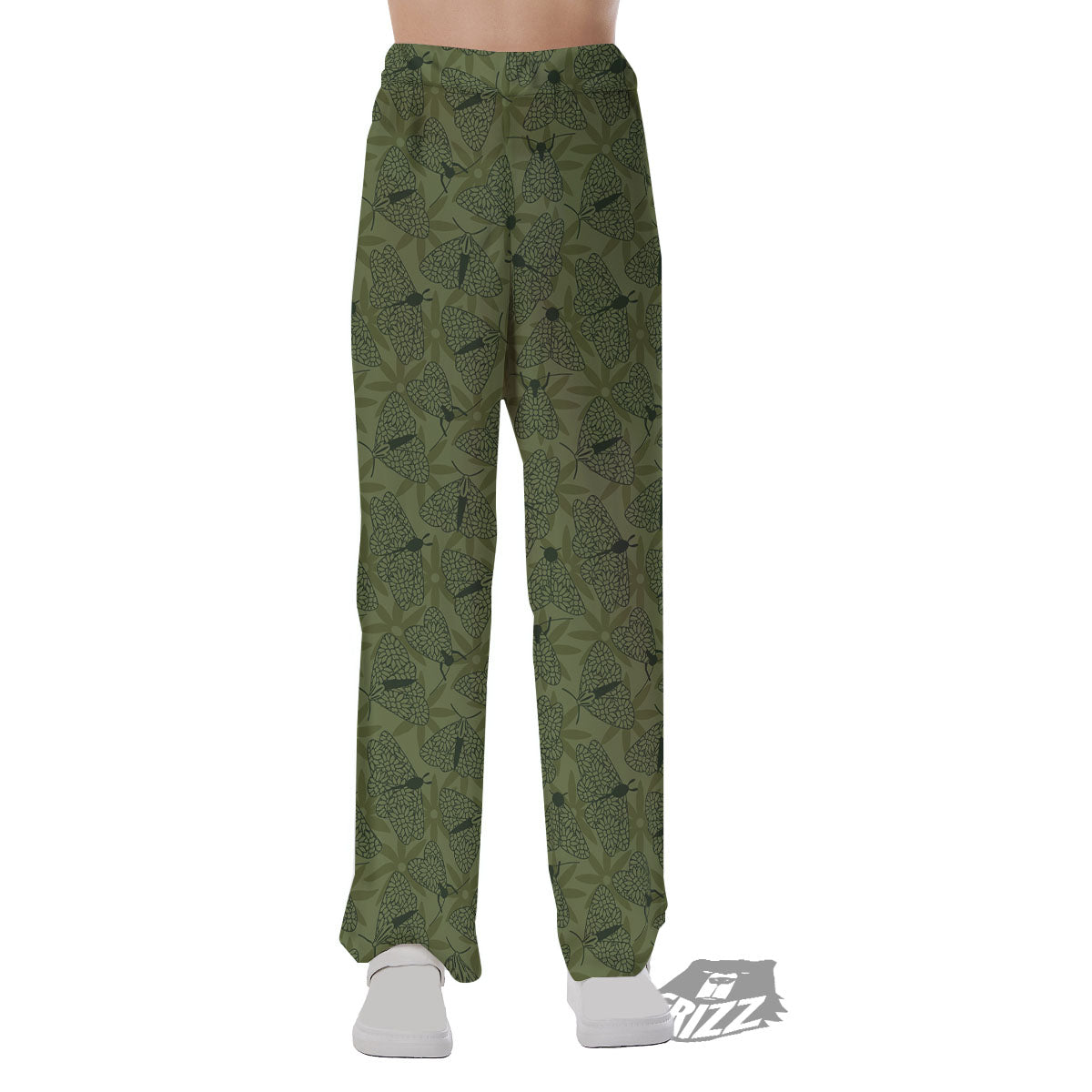 Butterfly Monarch Green Print Pattern Pajama Pants-grizzshop