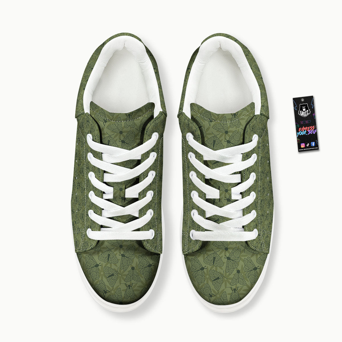 Butterfly Monarch Green Print Pattern Platform Shoes-grizzshop