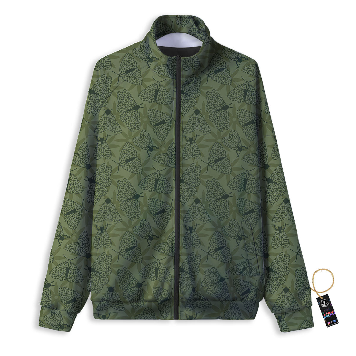 Butterfly Monarch Green Print Pattern Track Jacket-grizzshop