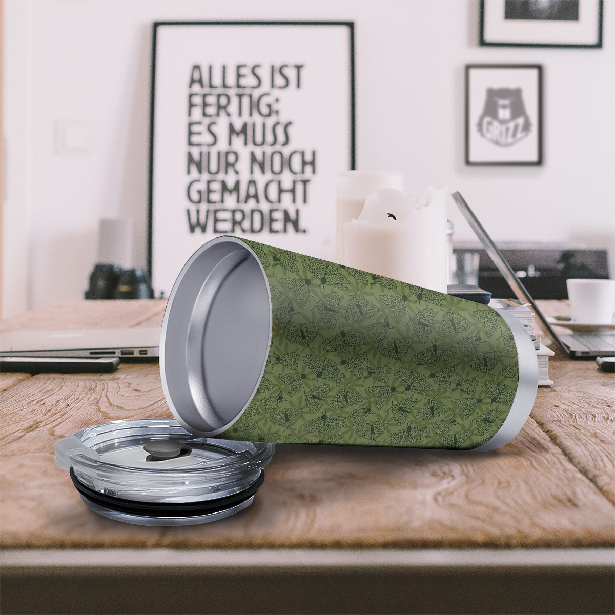 Butterfly Monarch Green Print Pattern Tumbler-grizzshop