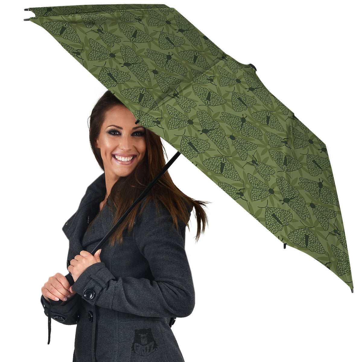 Butterfly Monarch Green Print Pattern Umbrella-grizzshop