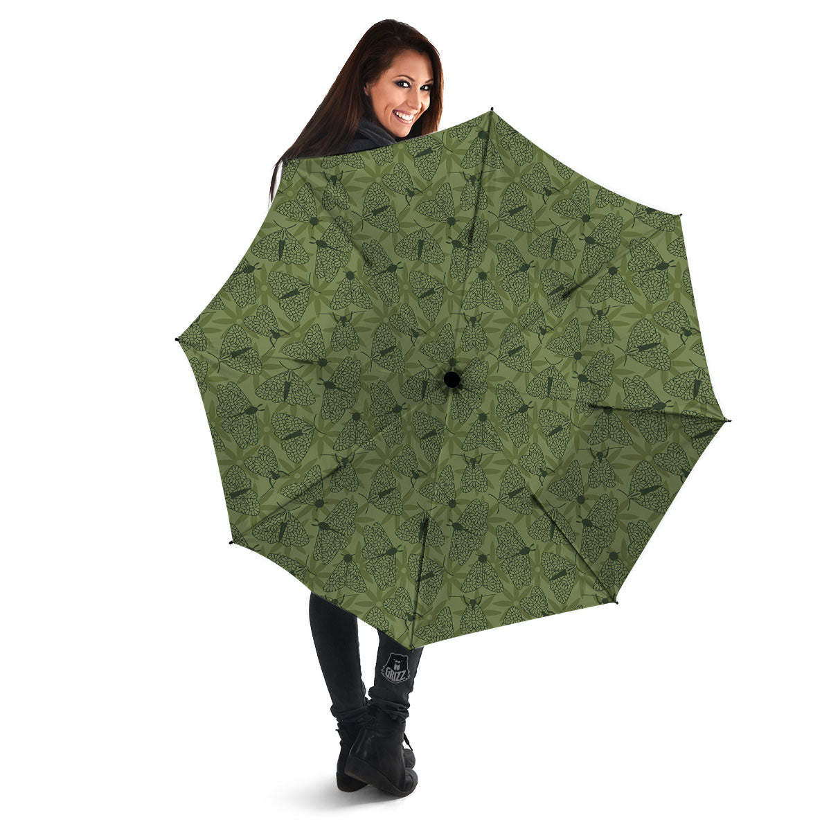 Butterfly Monarch Green Print Pattern Umbrella-grizzshop