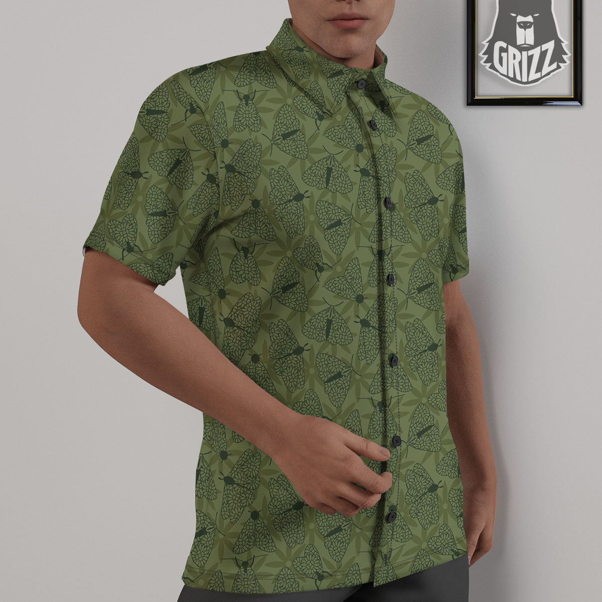 Butterfly Monarch Green Print Pattern Untucked Shirts-grizzshop