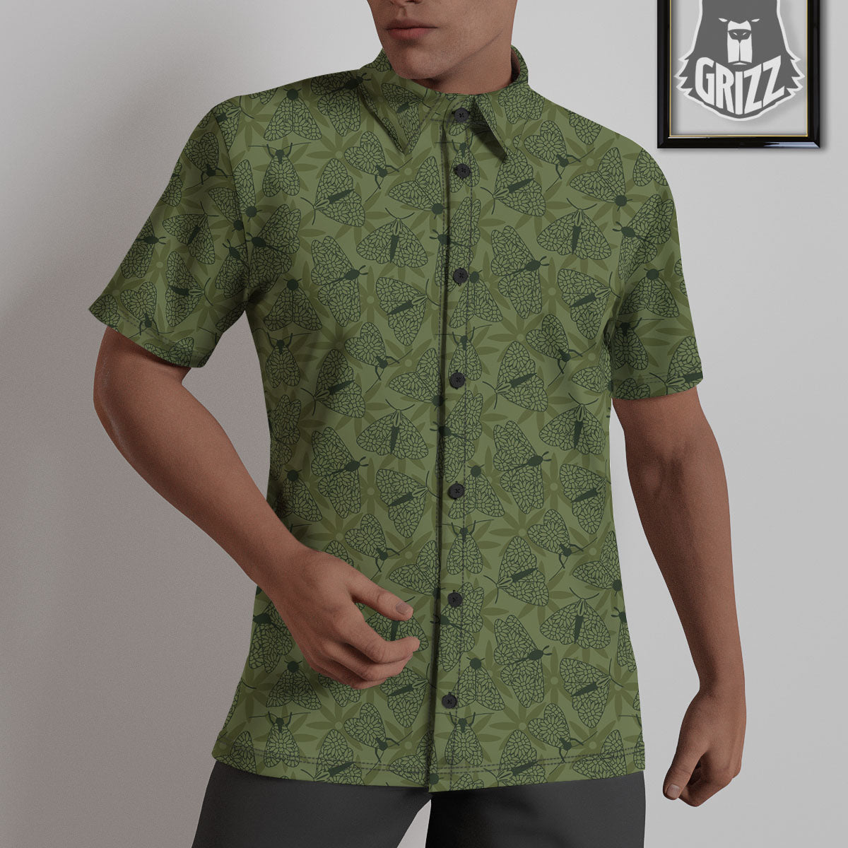Butterfly Monarch Green Print Pattern Untucked Shirts-grizzshop