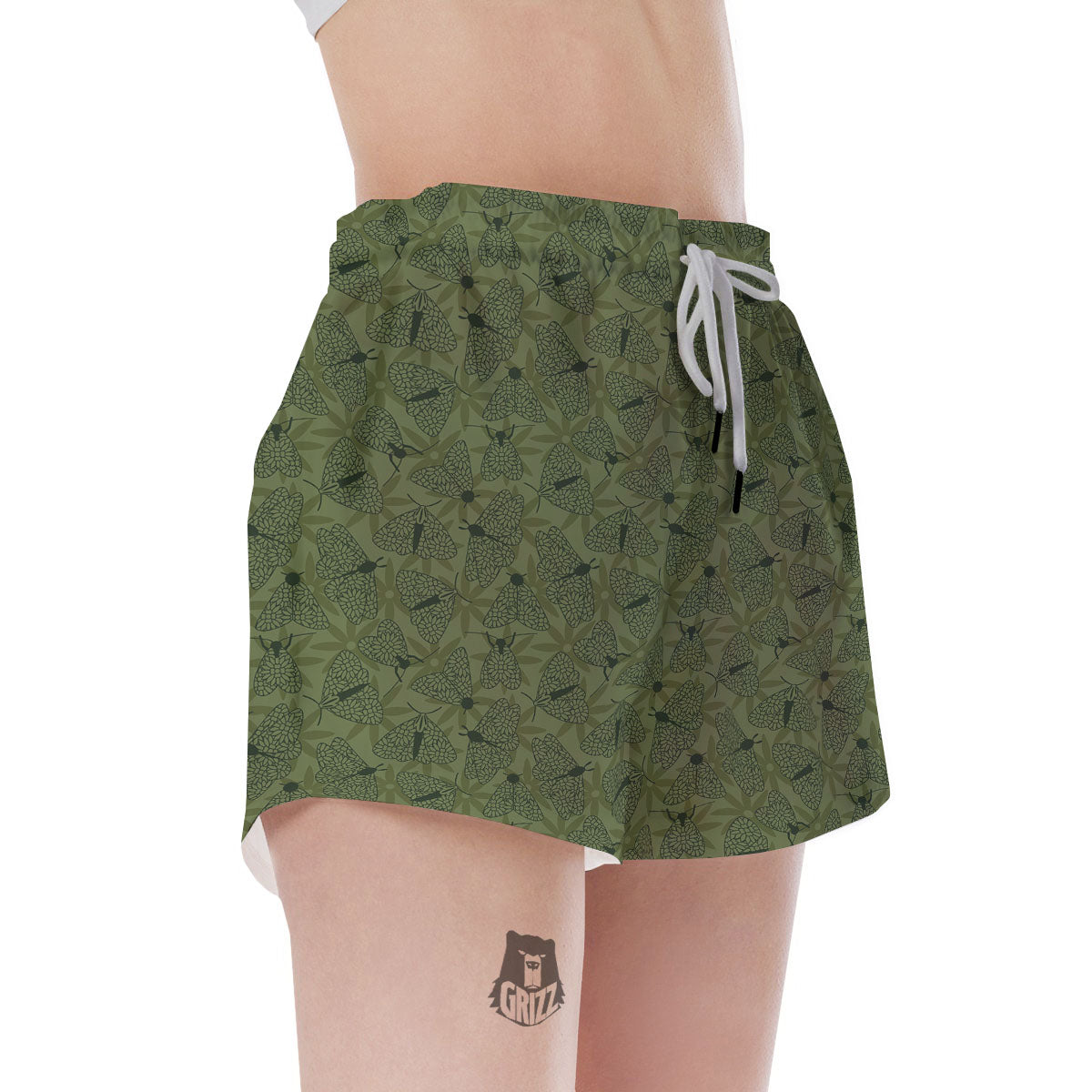 Butterfly Monarch Green Print Pattern Women's Shorts-grizzshop
