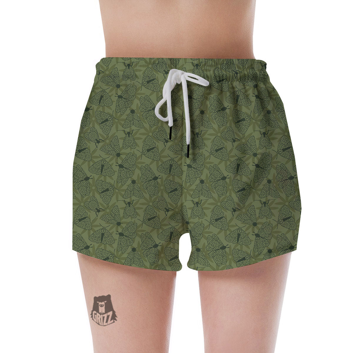 Butterfly Monarch Green Print Pattern Women's Shorts-grizzshop
