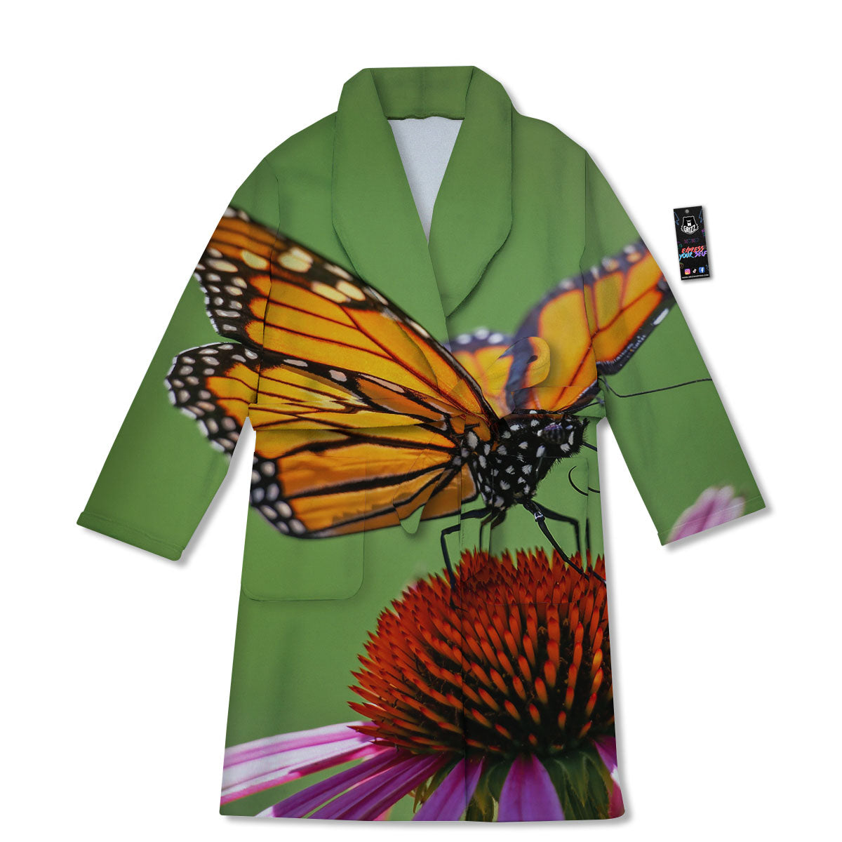 Butterfly Monarch Orange Print Bathrobe-grizzshop