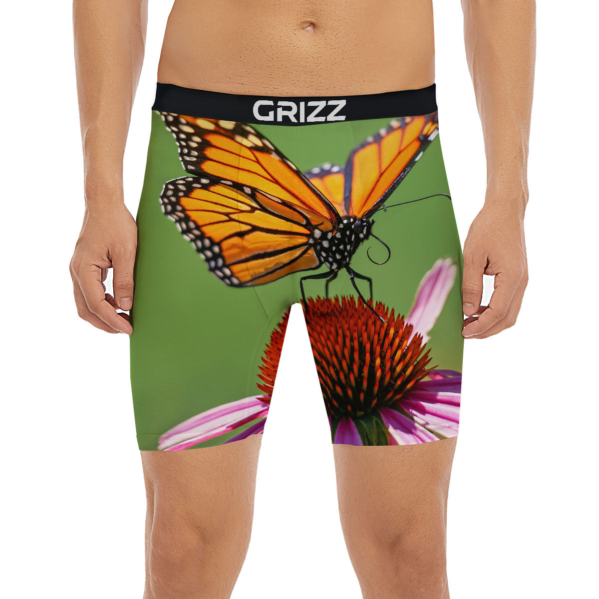 Butterfly Monarch Orange Print Boxer Briefs-grizzshop
