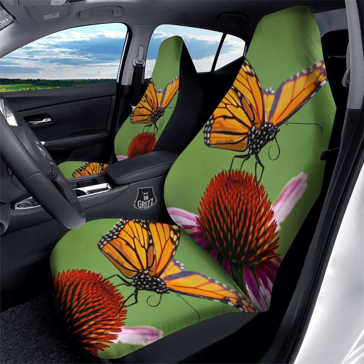 Butterfly Monarch Orange Print Car Seat Covers-grizzshop