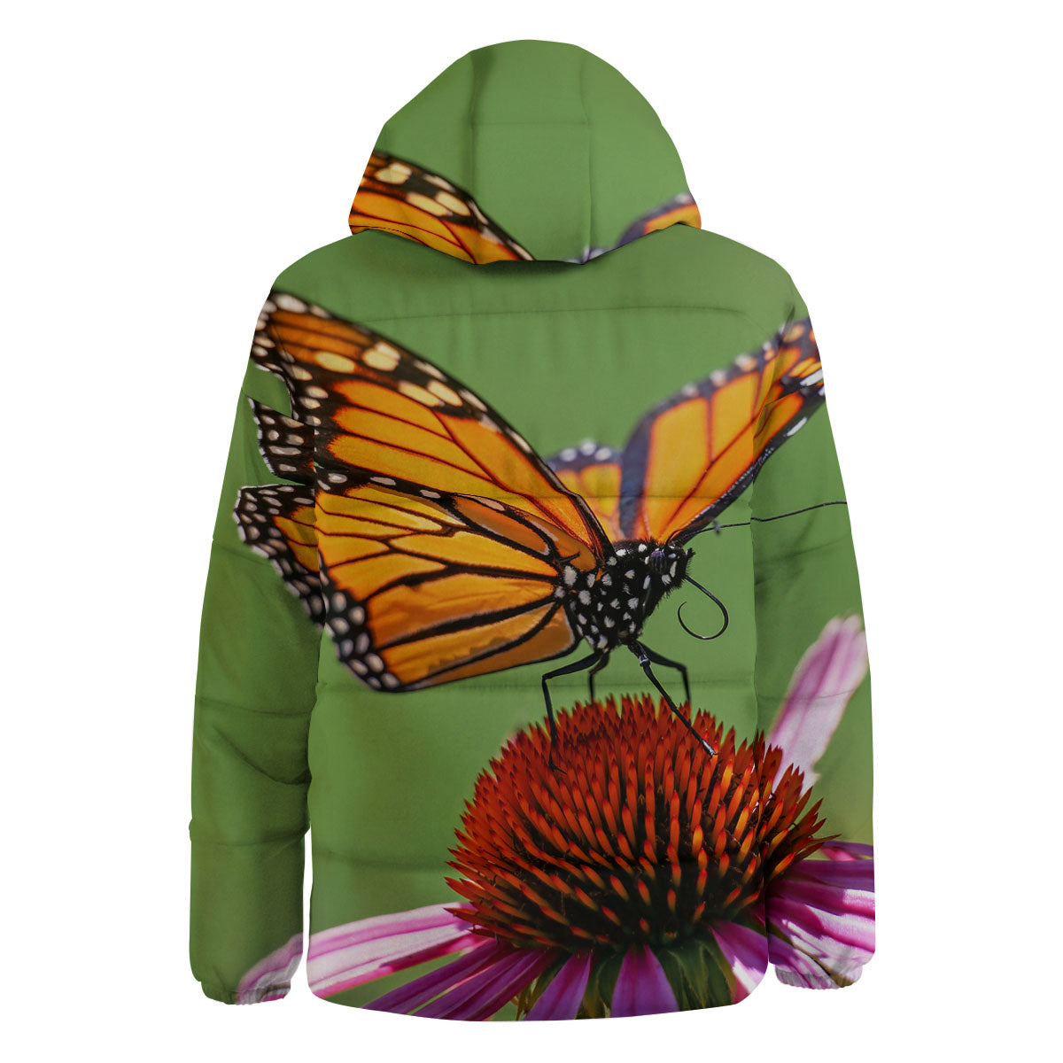 Butterfly Monarch Orange Print Down Jacket-grizzshop